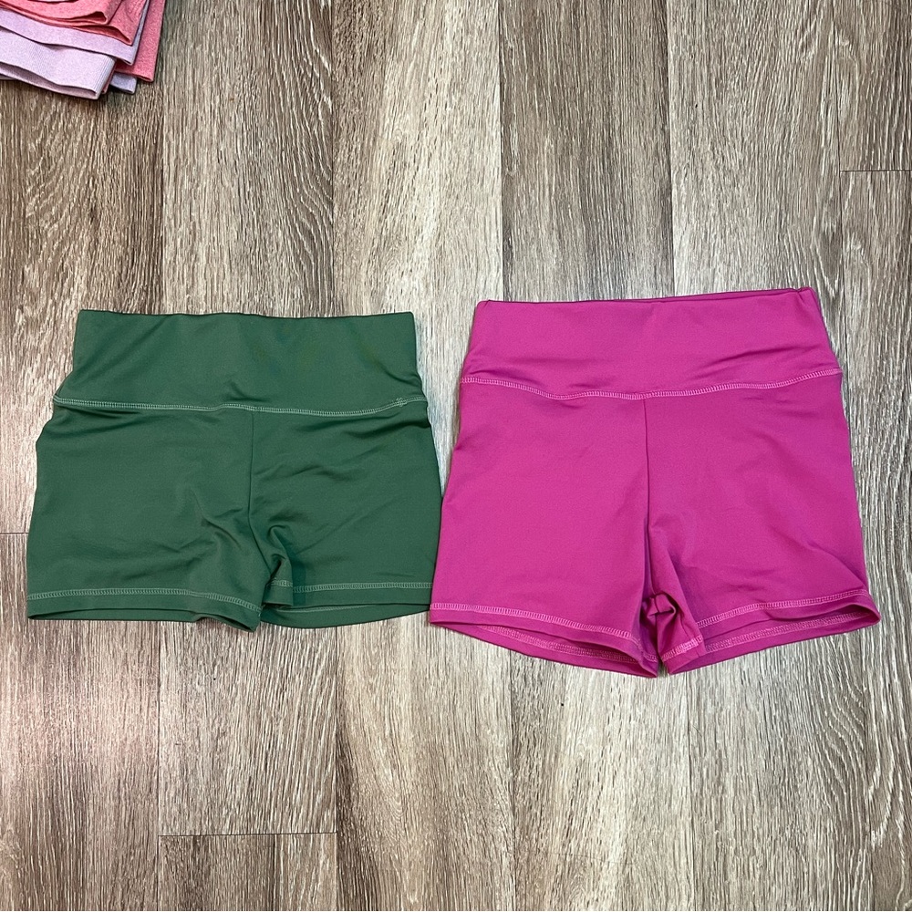 Pair of 2 Womens Small Gym Booty Shorts Scrunch Short Shorts